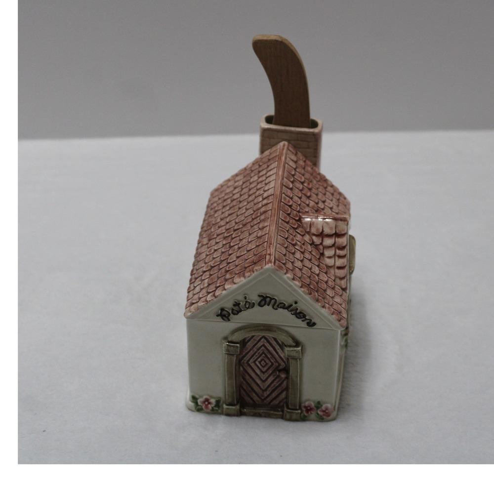 Fitz and Floyd 1983 Pate Maison Cottage Ceramic Crock with Wooden Spreader